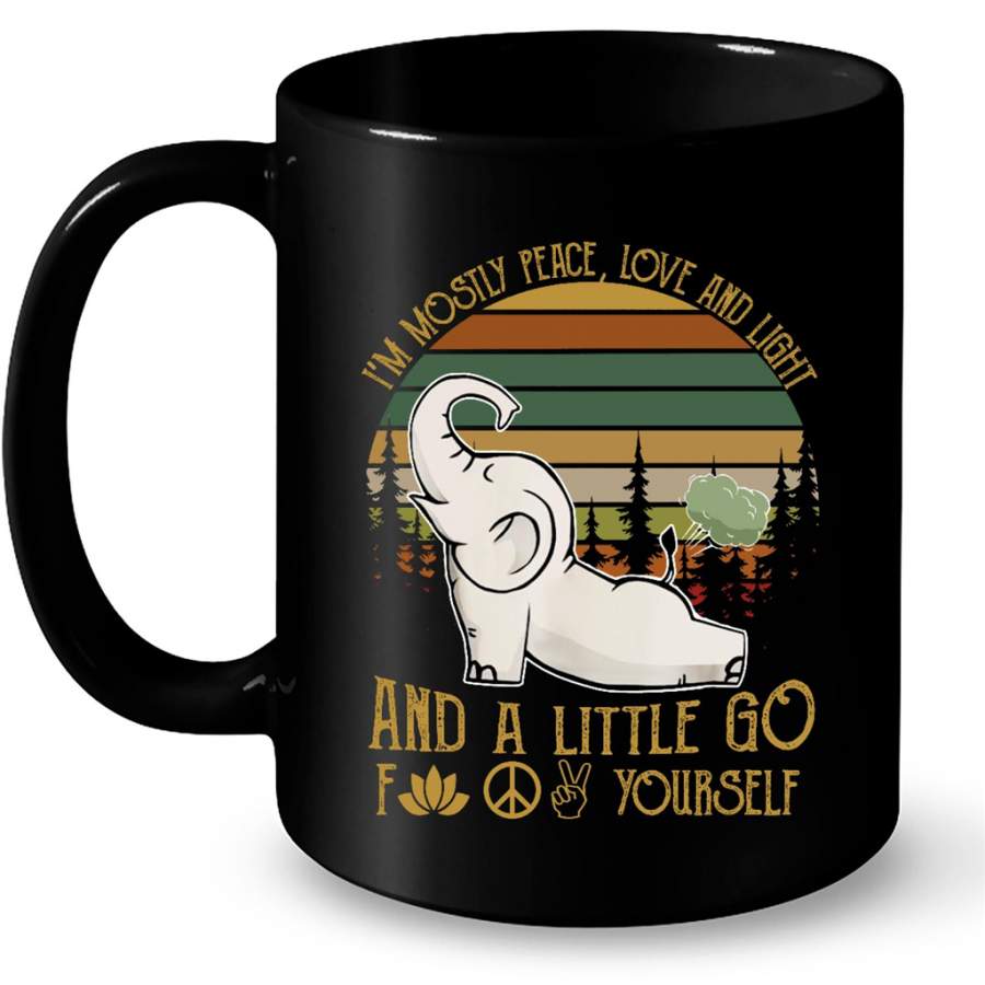 I’m Mostly Peace Love And Light And A Little Go Fuck Your Selft Yoga Elephant Funny, Classic Vintage – Full-Wrap Coffee Black Mug