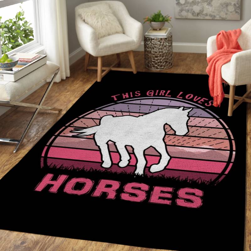 This Girl Loves Horses – Animals Vintage Sunset Area Rug Carpet