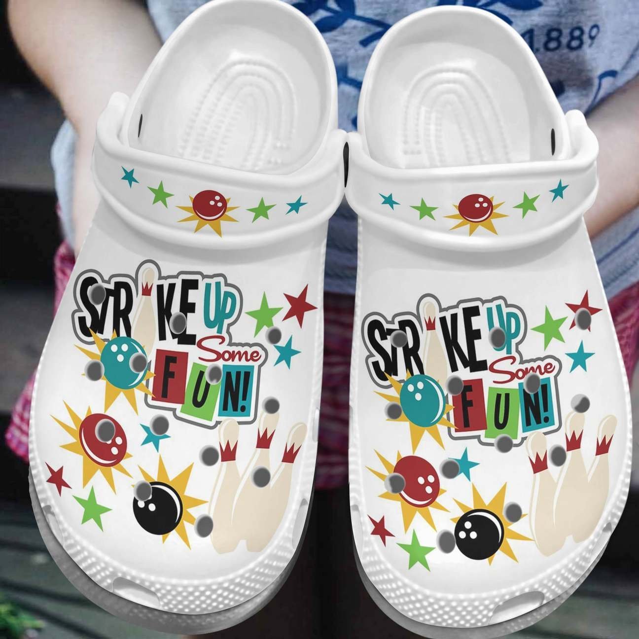 Bowling Personalized Clog, Custom Name, Text, Color, Number Fashion Style For Women, Men, Kid, Print 3D Strike Up Some Fun