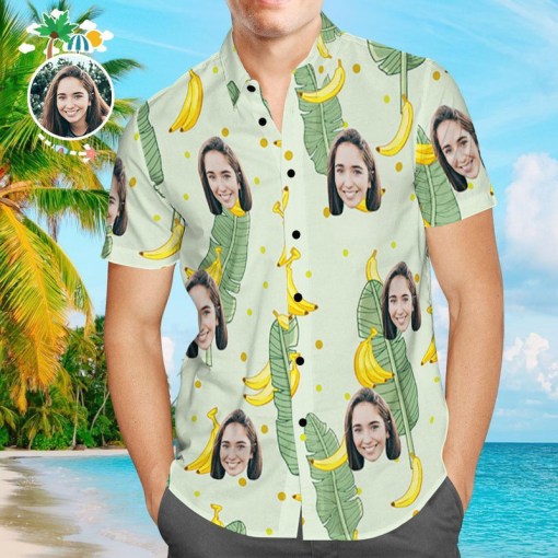 Custom Face Personalized Photo Hawaii Shirts Banana Aloha Beach Shirt For Men 3178 Ha1694