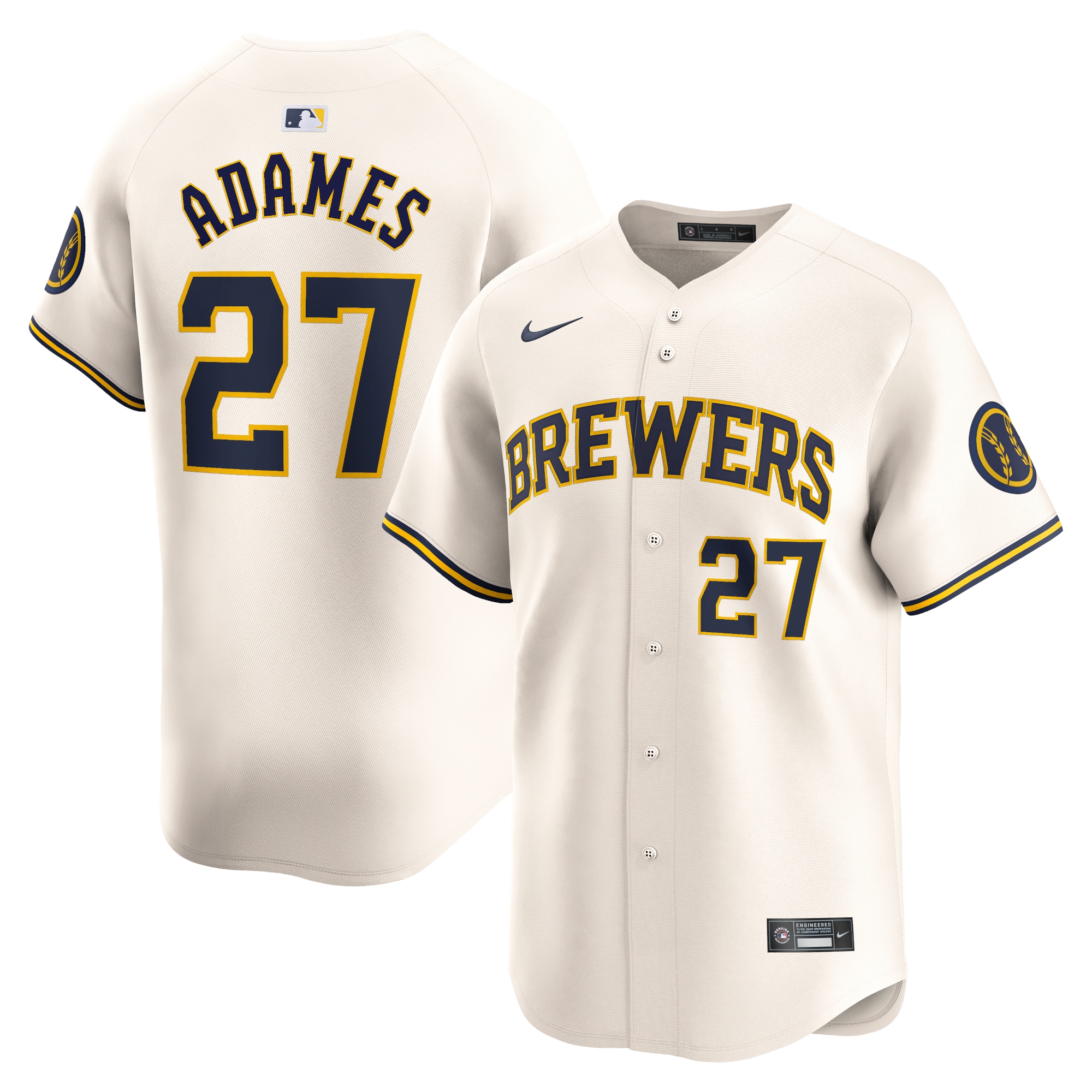 Willy Adames Milwaukee Brewers Home Limited Player Jersey – Cream