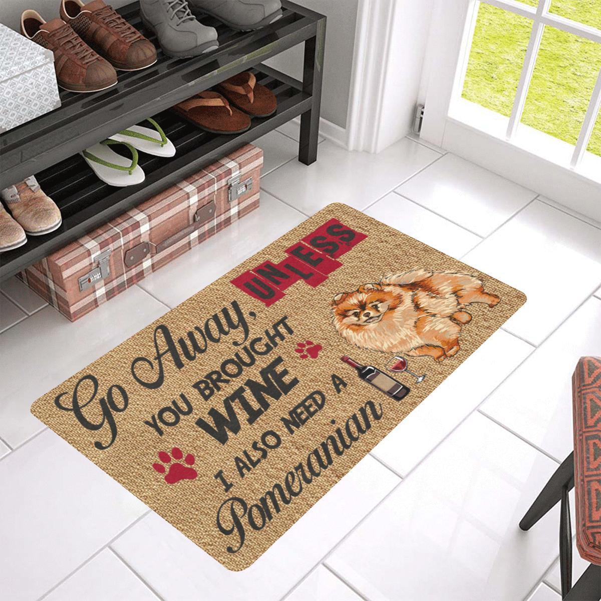 Personalized Name Family House Brought Wine And Also Need A Pomeranian Doormat Indoor And Outdoor Mat Entrance Rug Sweet Home Decor Housewarming Gift Gift For Friend Family Stem Feminist