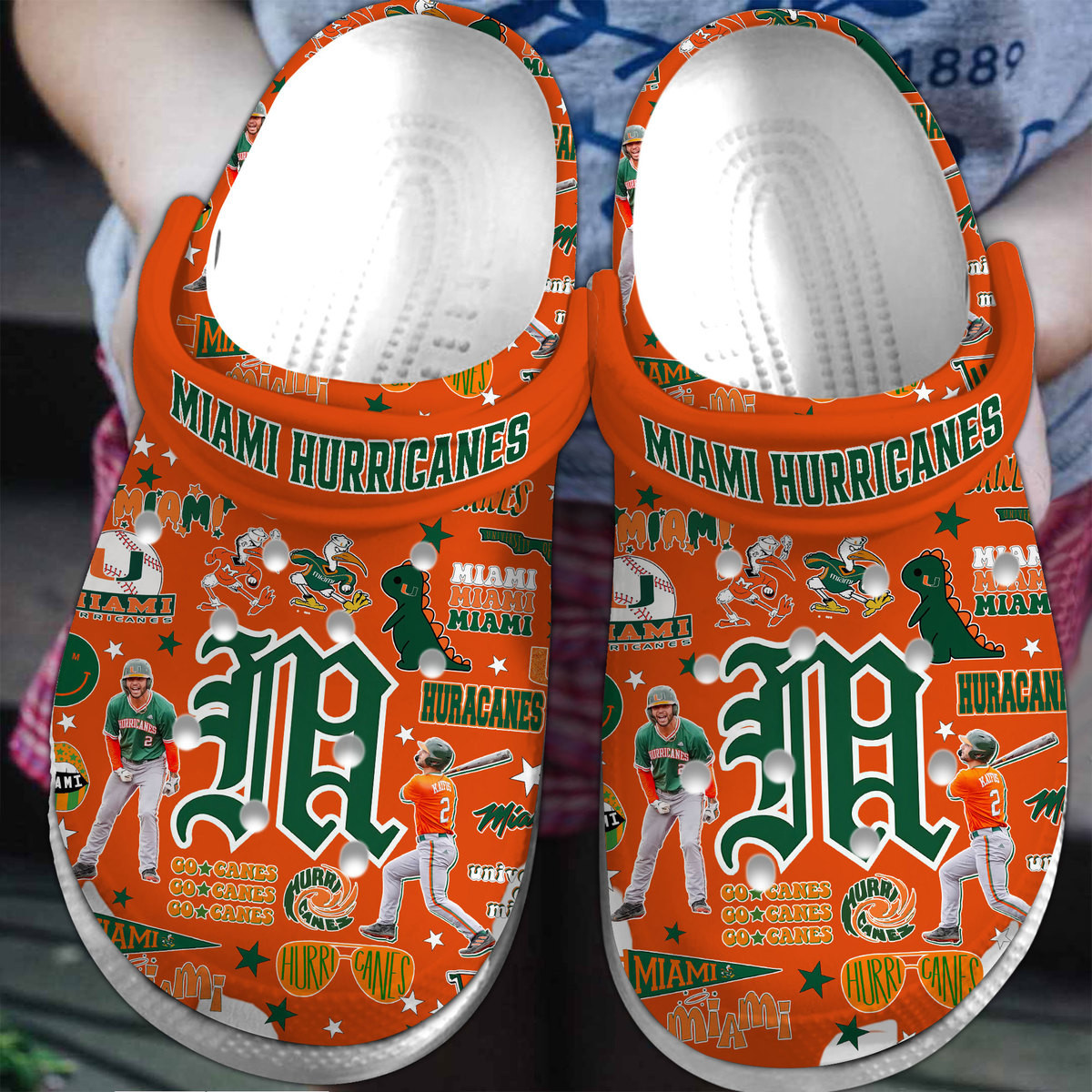 Premium Miami Hurricanes NCAA Sport Crocs Crocband Clogs Shoes Comfortable For Men Women and Kids