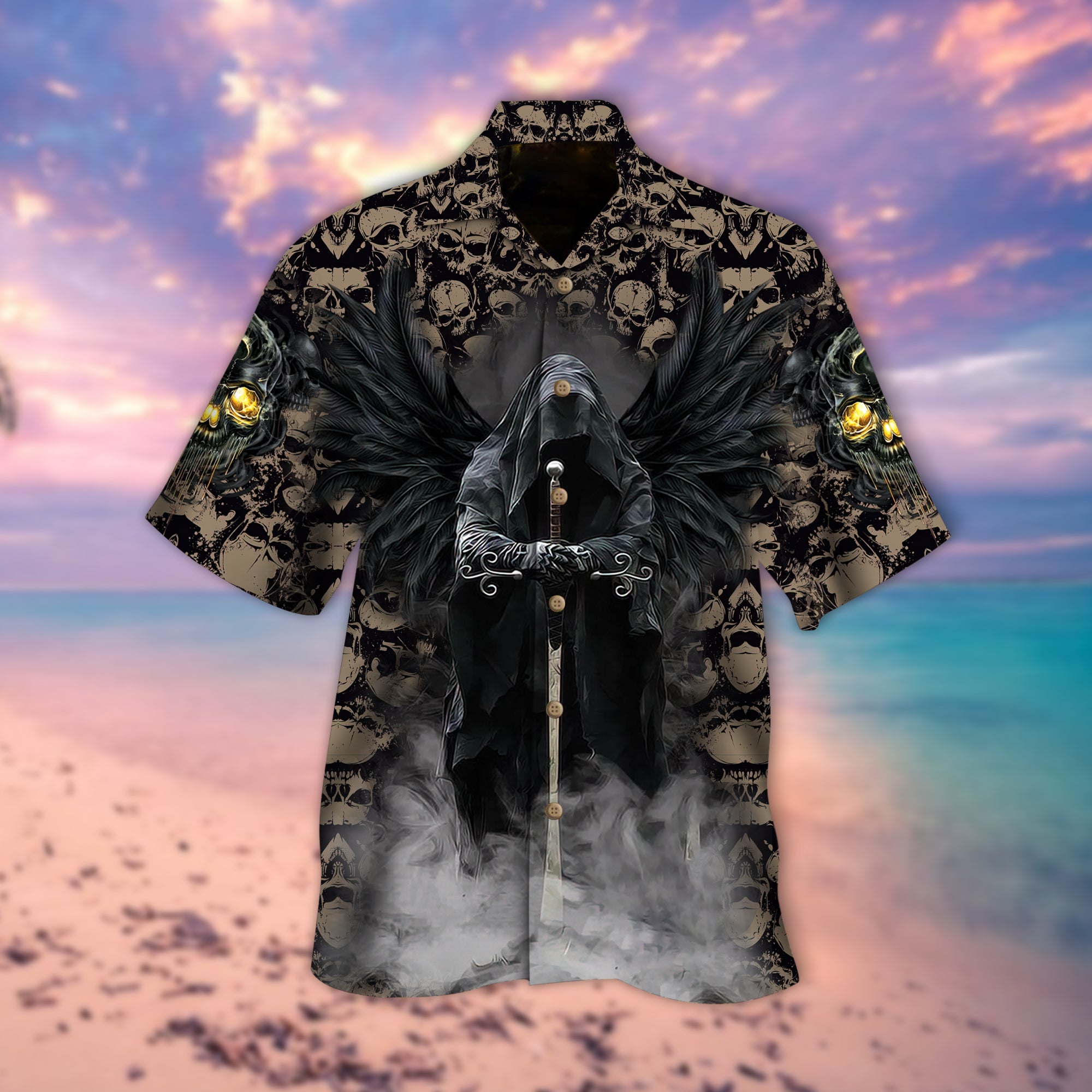 Winged Skull Hawaiian Shirt – Kv110