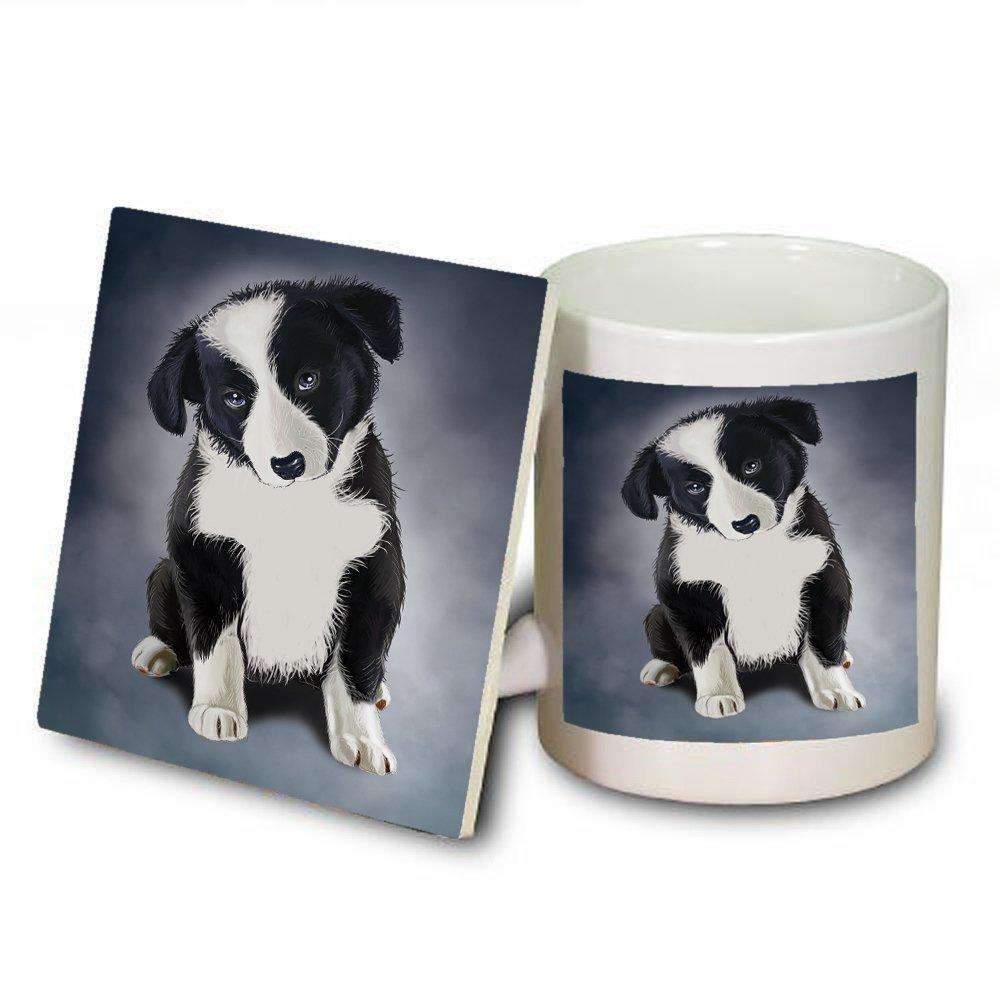 Border Collie Puppy Dog Mug And Coaster Set