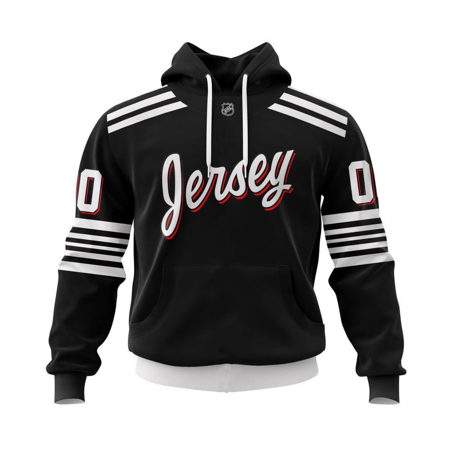 New Jersey Devils Custom Name Number Black 2021 Concepts Pullover Hoodie