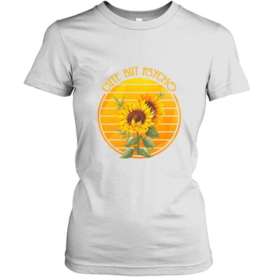 Cute But Psycho, Sunflower Sunset Vintage – Gildan Women Shirt