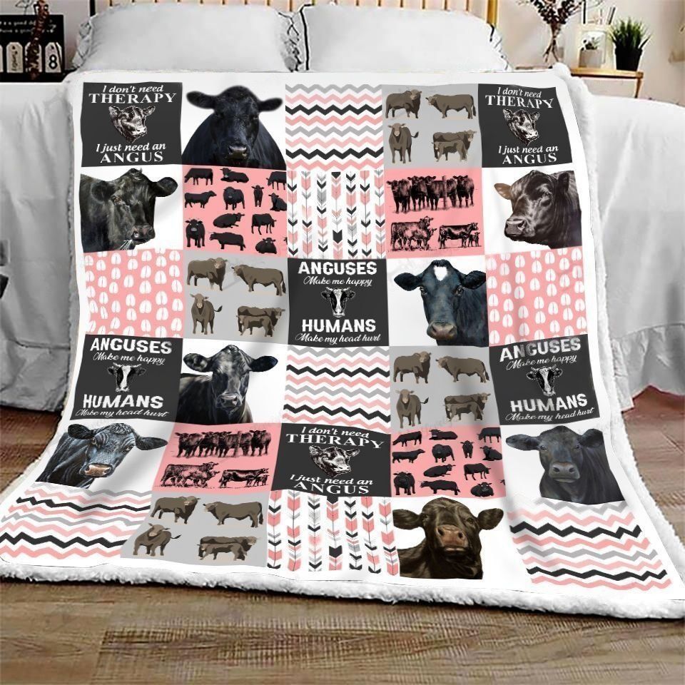 Black Angus Cow-Pink All Printed 3D Blanket Cow Blanket Farm House Blanket