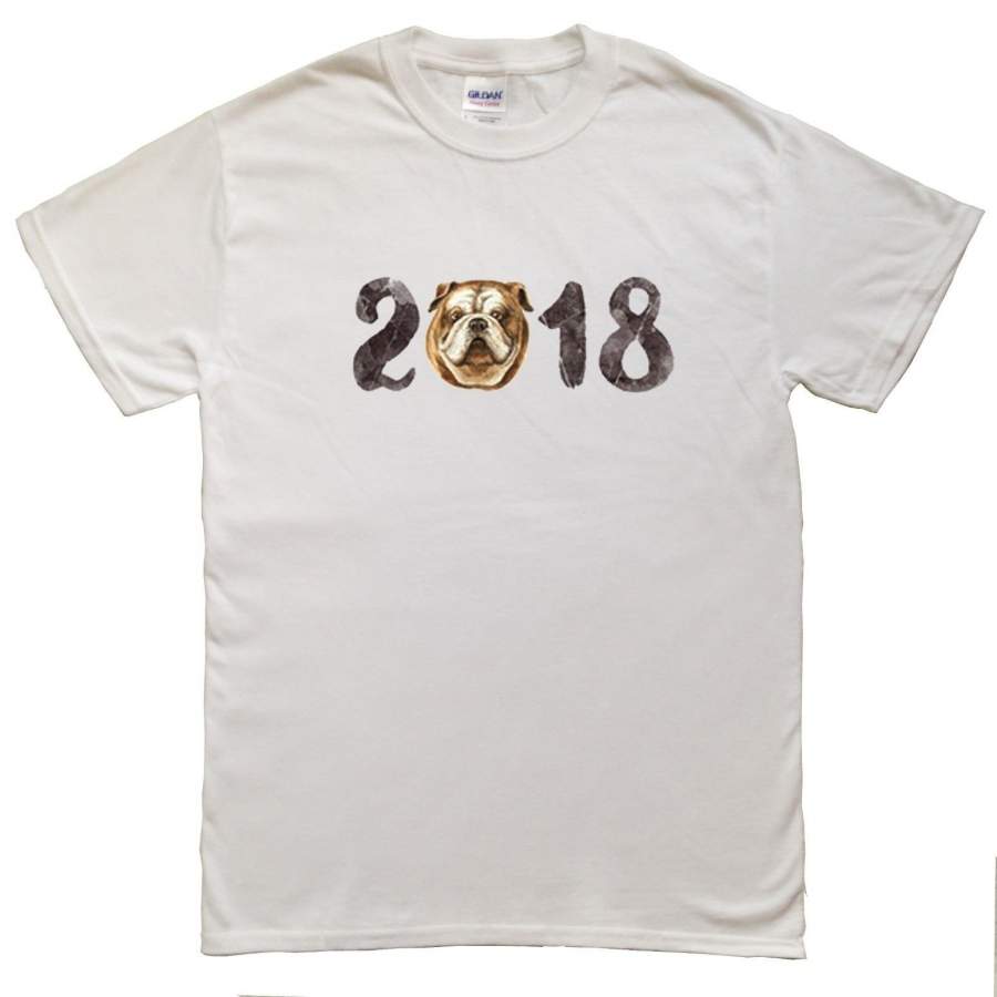 Men’s Fashion T-Shirt Chinese Year of The Dog 2018 Bulldog I Love My Dog Men’s Casual T-shirt