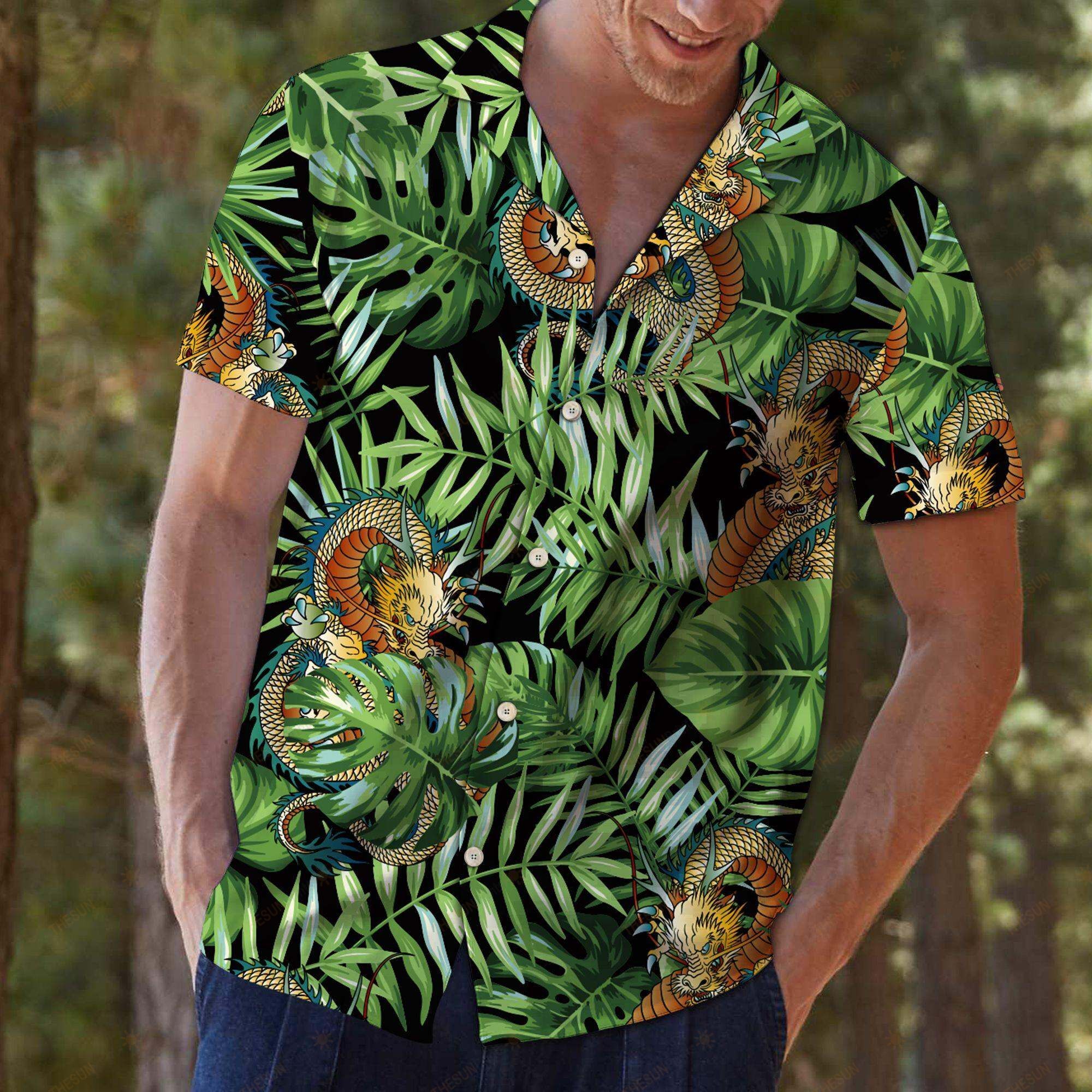 Dragon Green Tropical Hawaiian Shirt Ha11827