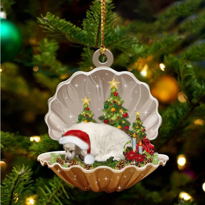 American Eskimo-Sleeping Pearl In Christmas Two Sided Ornament