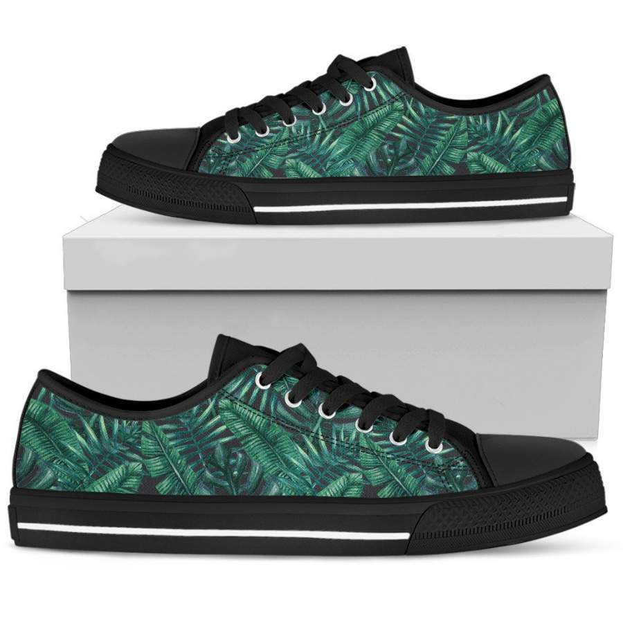 Watercolor Tropical Leaf Pattern Print Men’s Low Top Shoes