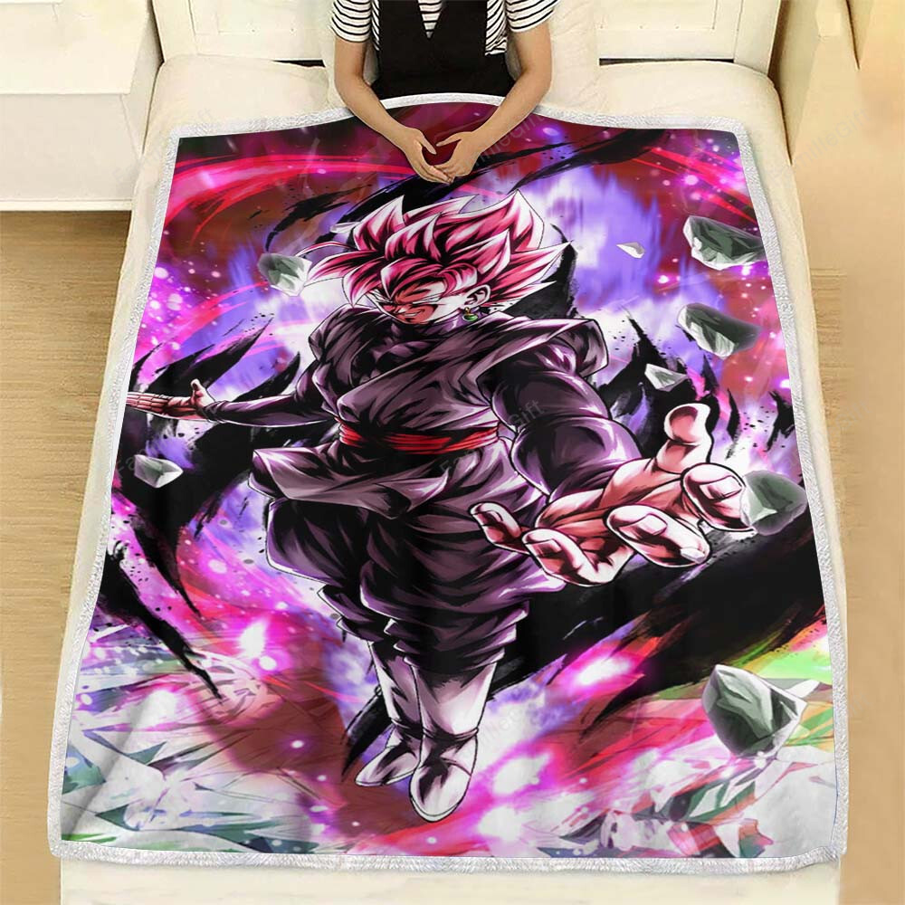 Goku Black Rose Fleece Blanket - Dragon Ball Legends Soft Blanket, Warm Blanket Onlytee