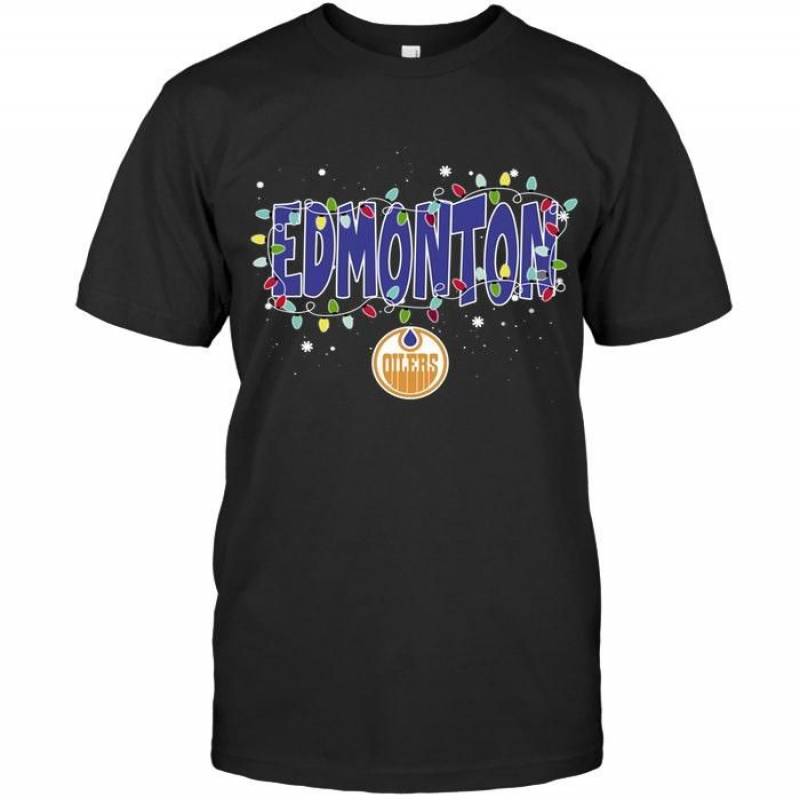 Edmonton Oilers Christmas Fairy Lights T Shirt – Gearpenguin.com