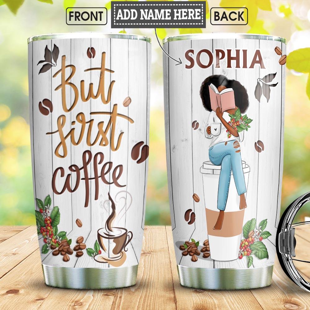 Personalized Afrocentric Stainless Steel Tumbler Black Woman Coffee Full Color Ceramic Custom Printed Tumbler Double Wall Cup With Lid Pro Black Gift Ideas 20 Oz