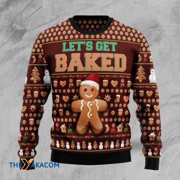 Lovely Gingerbread Let’S Get Baked Gift For Christmas Ugly Christmas Sweater