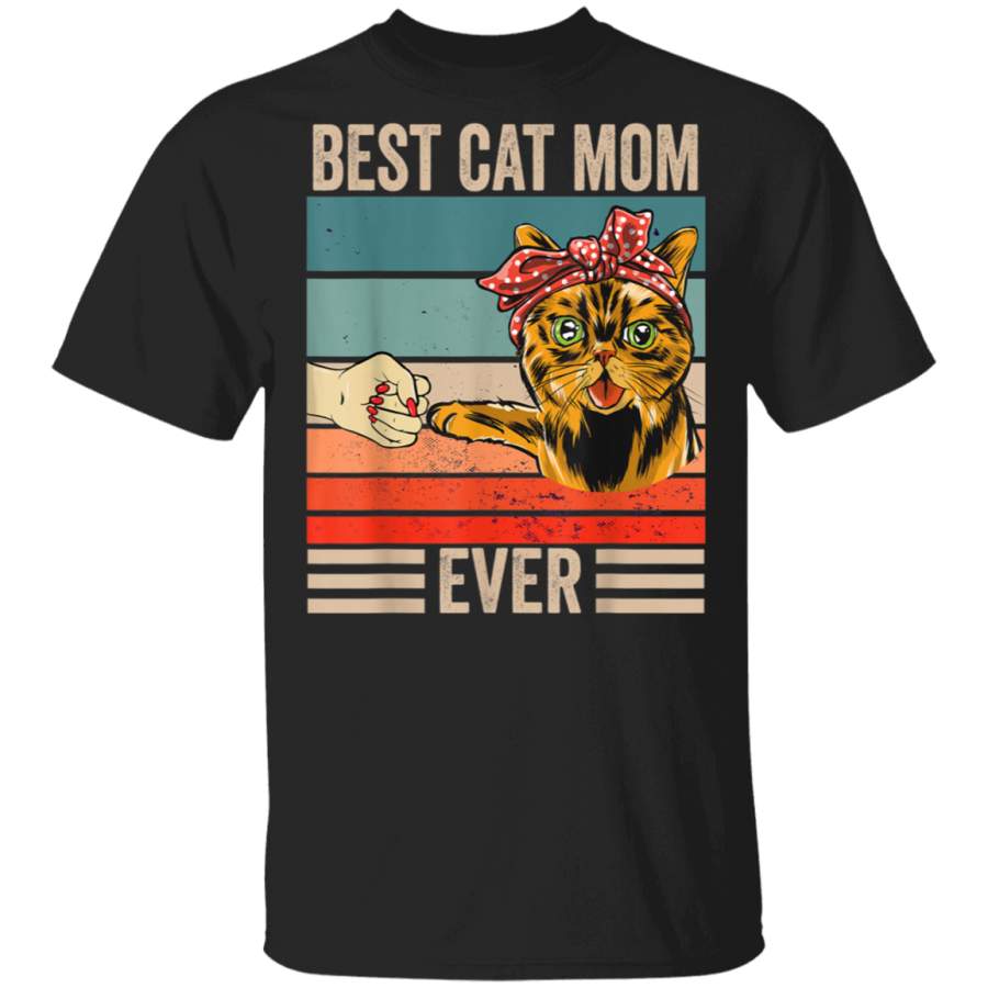 Vintage Best Cat mom Ever bump fist mother’s day Gifts T-Shirt