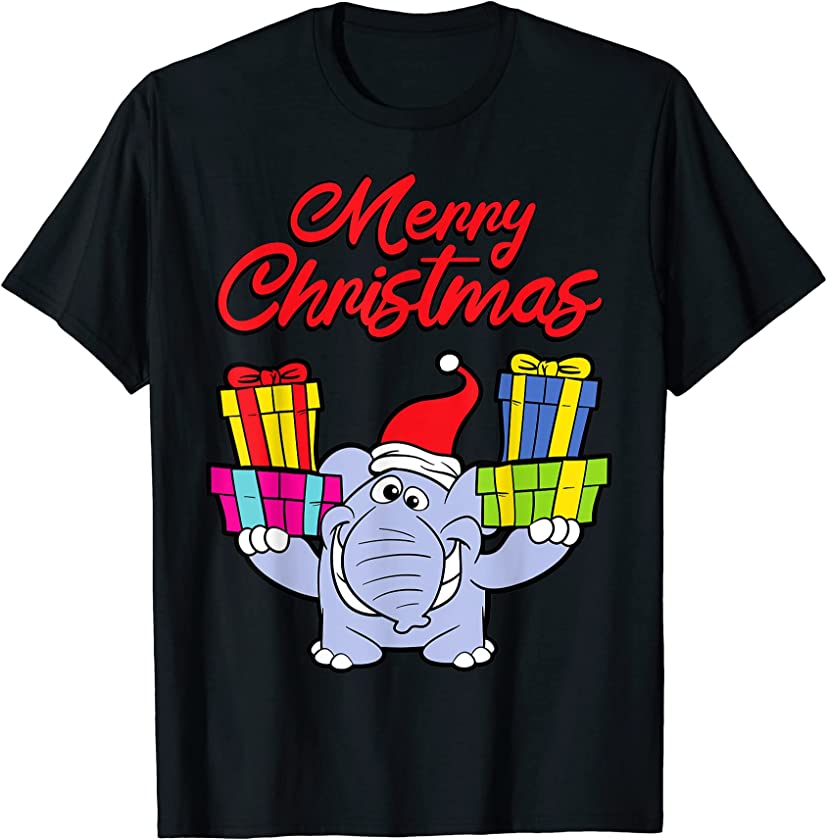 Merry Christmas Holiday Funny Elephant Santa Claus T-Shirt