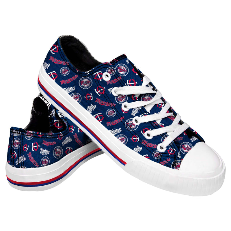 Minnesota Twins MLB Womens Low Top Repeat Print Canvas Shoes