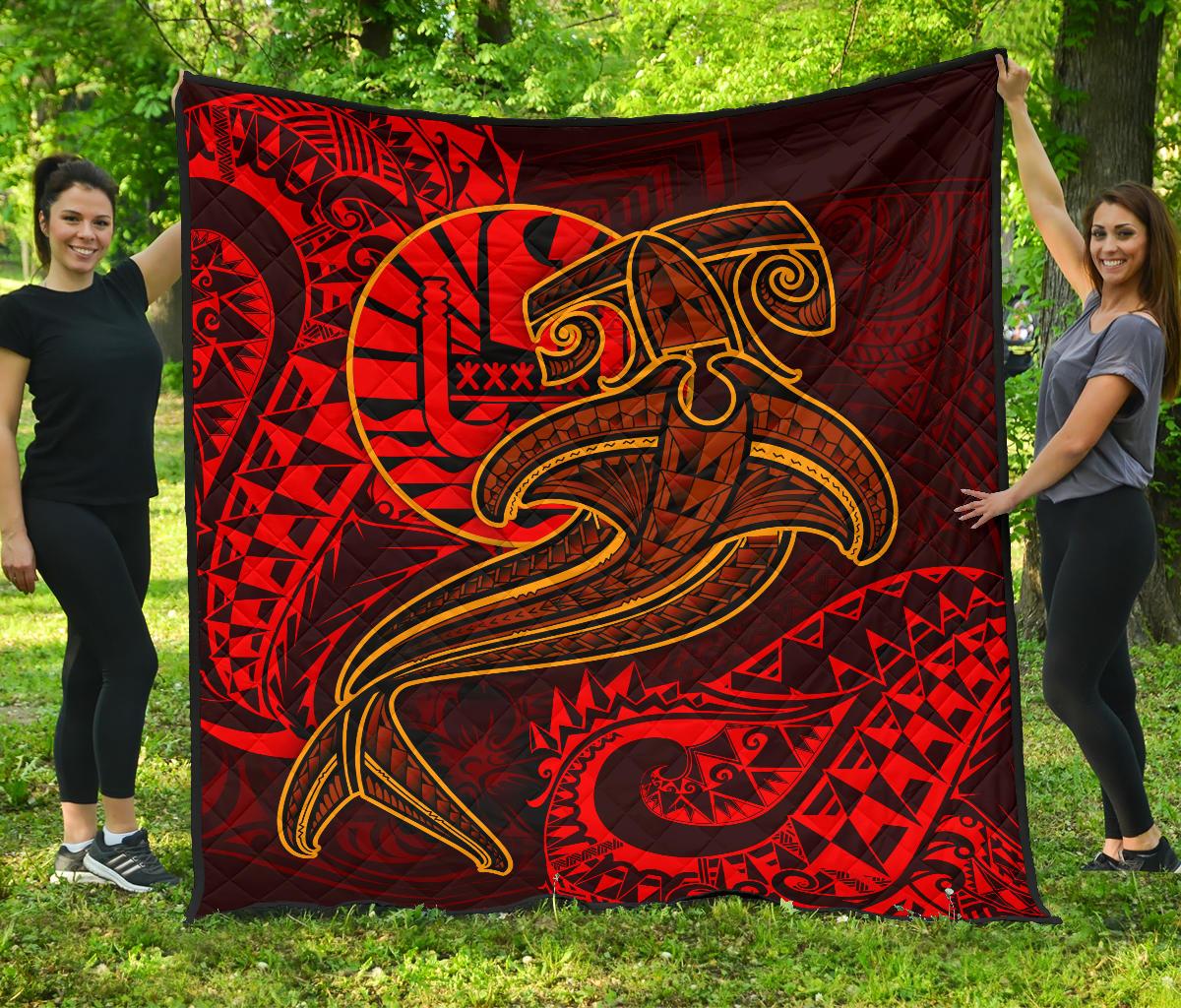 Tahiti Premium Quilt – Red Shark Polynesian Tattoo – BN18