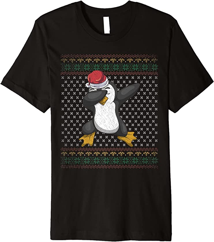 Merry Xmas Ugly Christmas Antarctica Animal Dabbing Penguin Premium T-Shirt