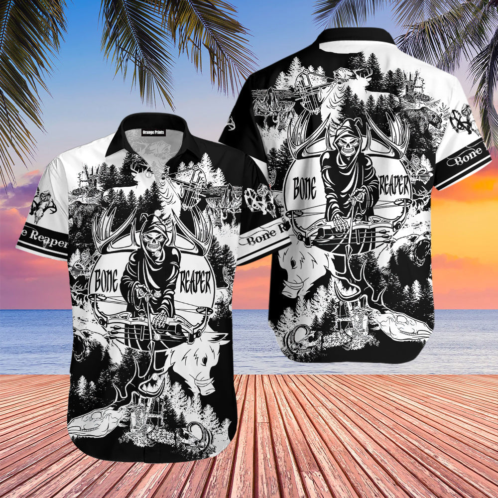 Bone Reaper Black And White Aloha Hawaii Shirts For Men Women Ha84731