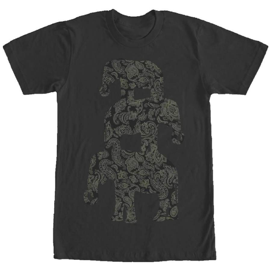 Lost Gods Men’s Three Elephant Pyramid  T Shirt Black