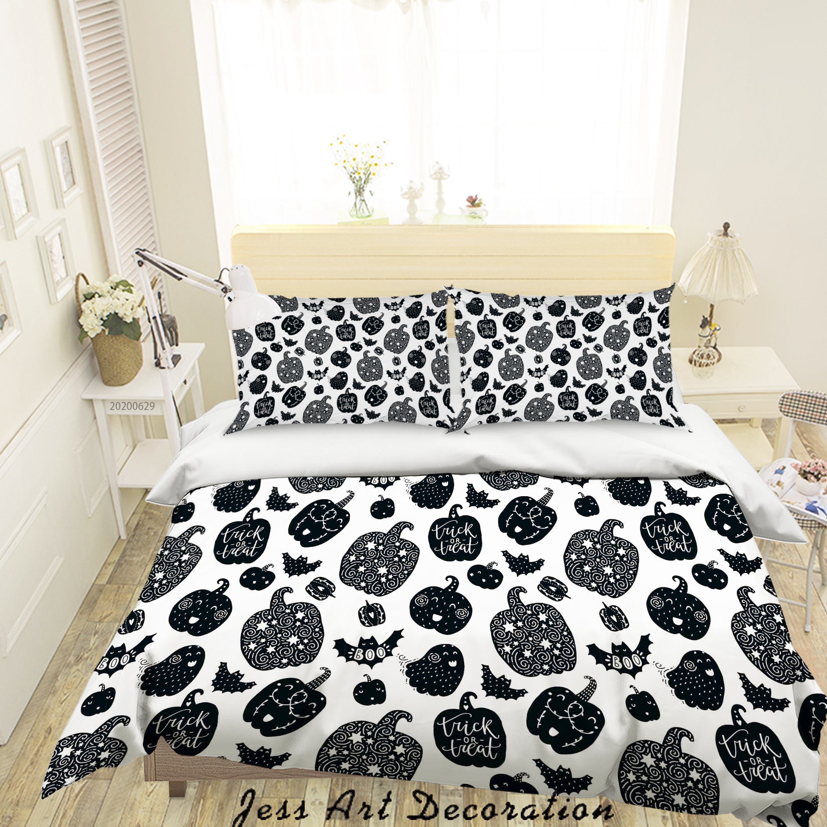 3D Black White Halloween Party Quilt Cover Set Bedding Set Duvet Cover Pillowcases Sf40