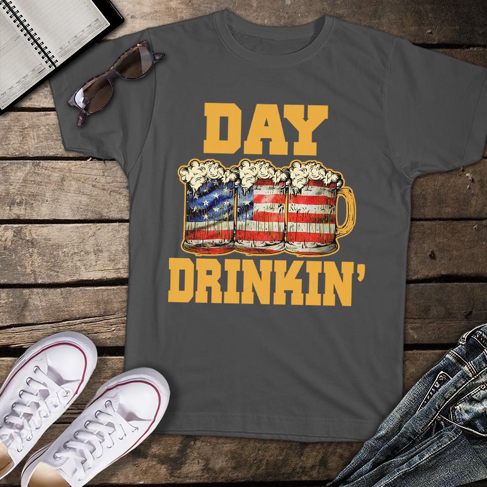 Day Drinking Beer American Flag July 4th Unisex T-shirt