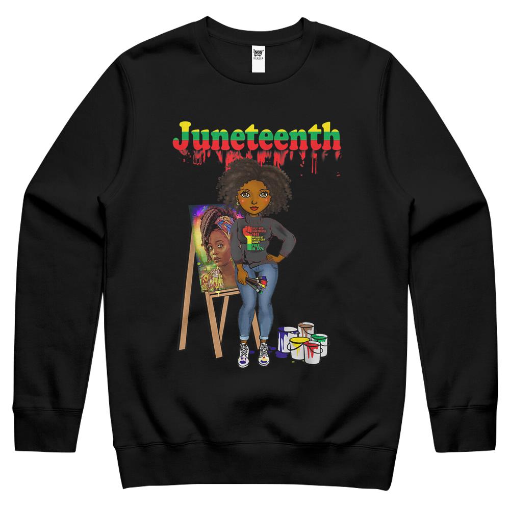 Juneteenth Shirt, Juneteenth Crewneck Sweatshirt, Juneteenth Tee Shirts, Juneteenth Black Women Melanin Artist Women Crewneck Sweatshirt