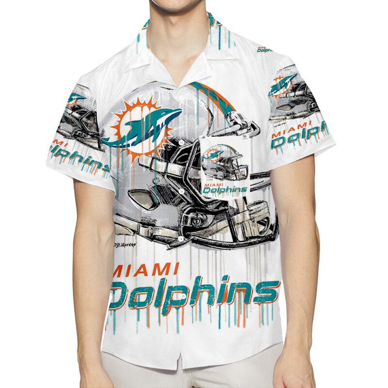 Miami Dolphins Helmet Art 3D All Over Print Summer Beach Hawaiian Shirt With Pocket