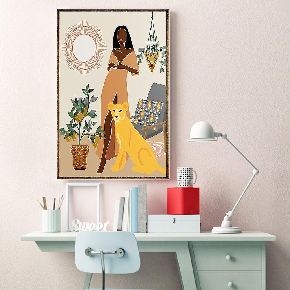 Afrocentric Custom Canvas Prints Graphic Afro Poster Art Print Black Woman Illustration Black King Bedroom Attractive Wall Art Home Decoration