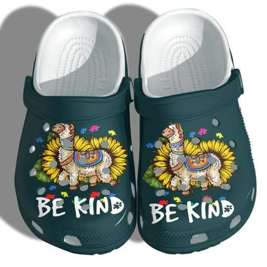 Autism Awareness Day Alpaca Sunflower Be Kind Puzzle Pieces Crocband Clog Shoes