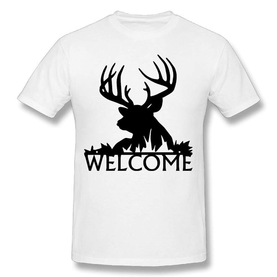 Welcome Deer.PNG Tops T Shirt Short Sleeve Casual Cotton T-Shirt