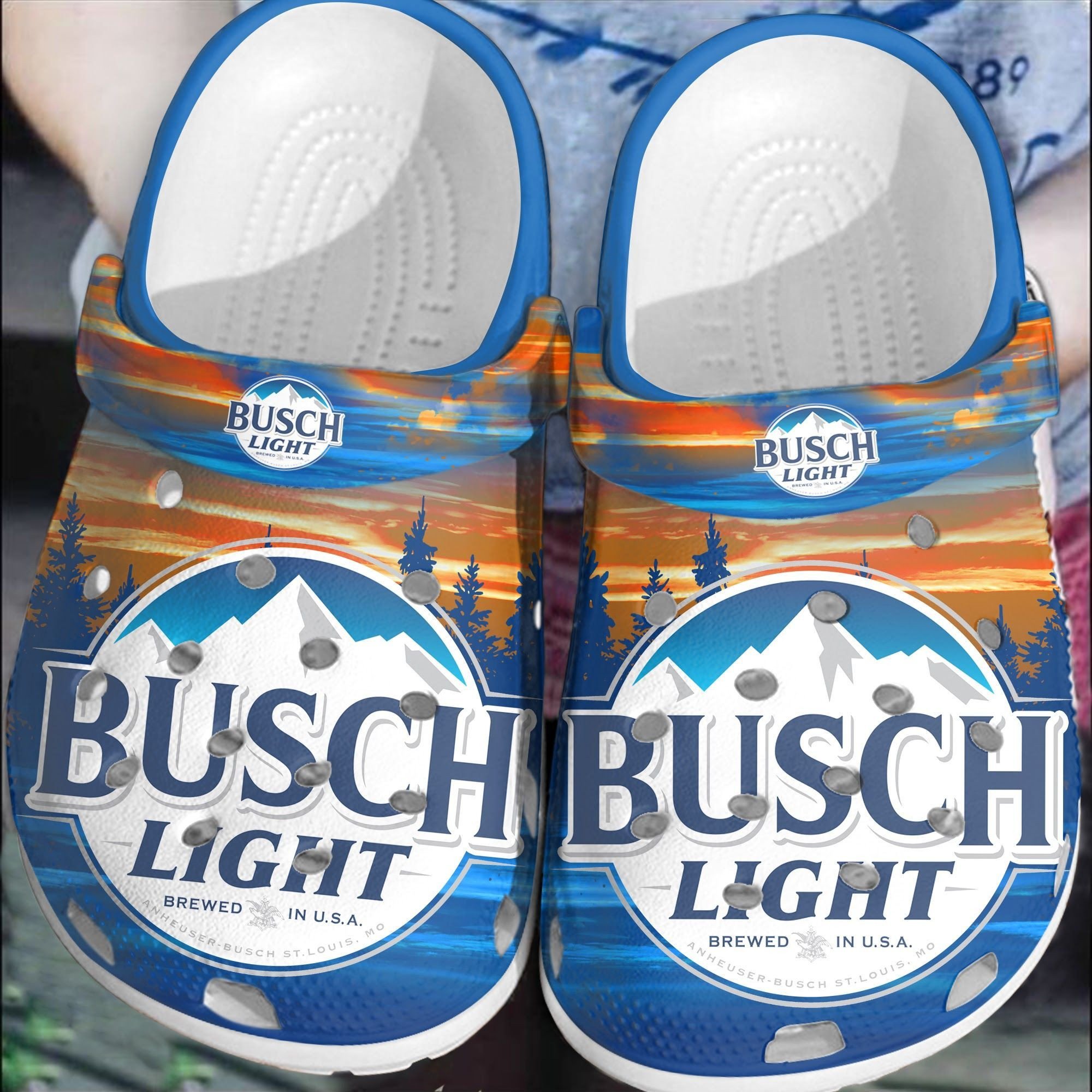 Busch Light Snow Mountain Sunset Clogs Classic A124 Gift For Lover Rubber Clogs Clogband Clogs, Comfy Footwear