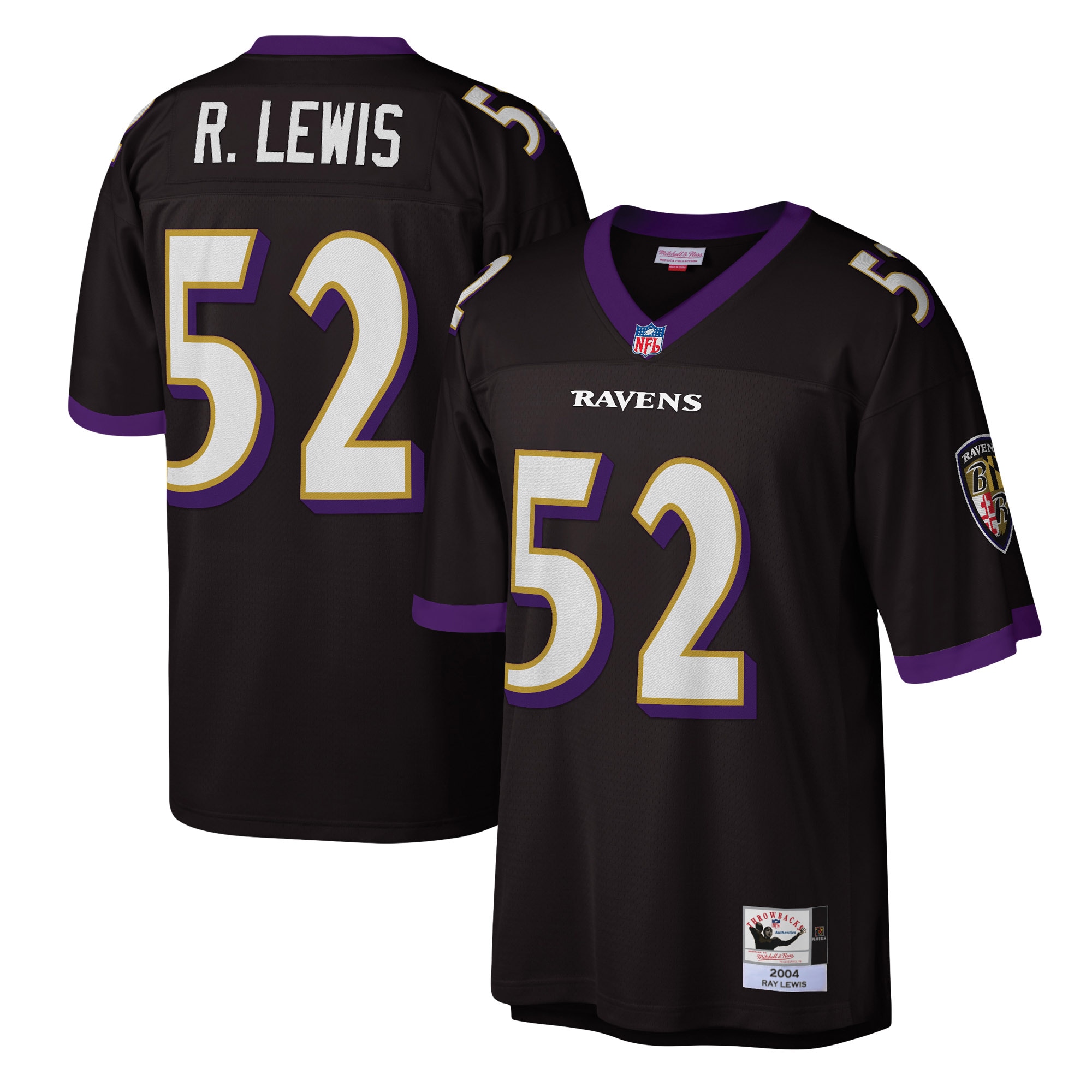 Men’s Baltimore Ravens Ray Lewis Mitchell & Ness Black 2004 Authentic Throwback Retired Player Jersey