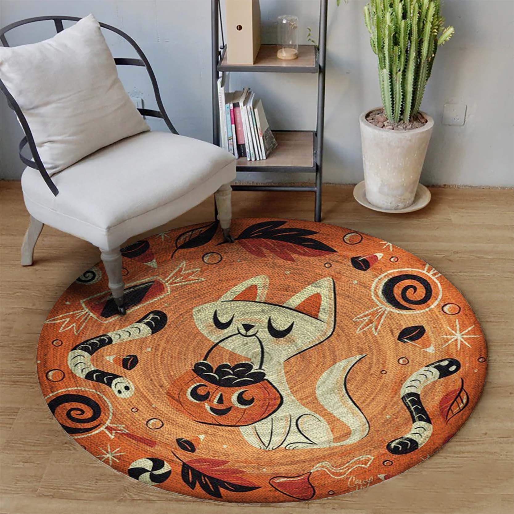 Cat Halloween Round Carpet, Kitchen Runner Rugs