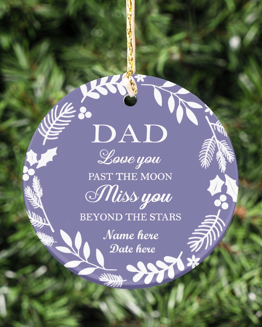 Personalized Dad Love You Past The Moon Circle Ornament Gift For Friend Family Porcelain Ceramic Home Decorations Ornament Pendant