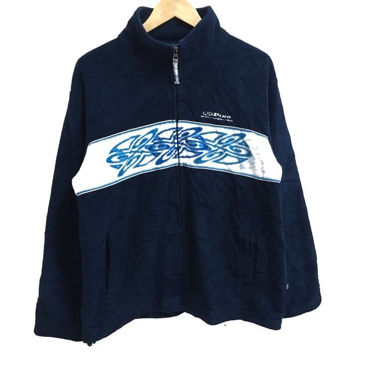 Rare Piko Hawaii Longboard Surf Petit Logo Broderie Couleur Bleu Fonc Fermeture Clair Pulls Pull Grande Taille Shirt