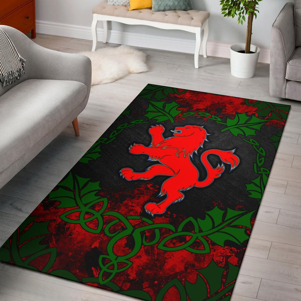 Scottish Lion with Leaf Vines – Watercolor Style Area Rug – BN19