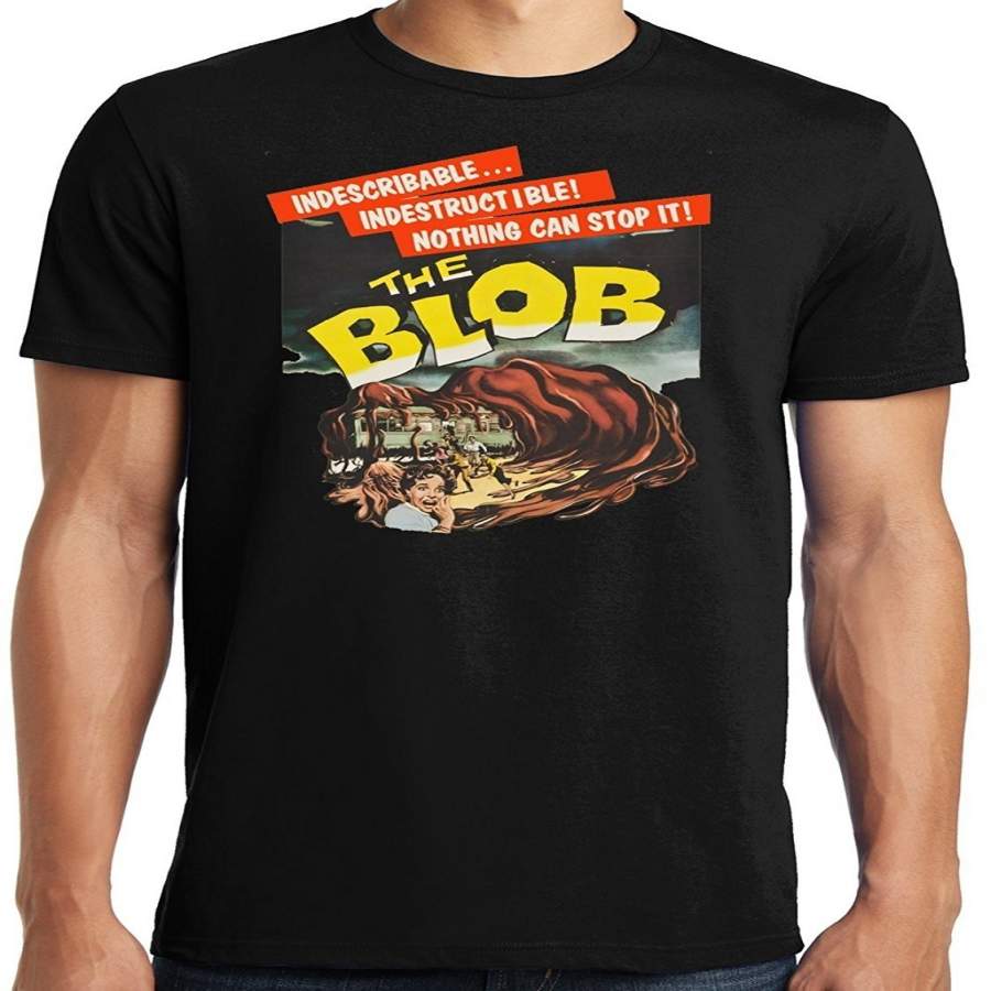 Fashion Personality Pattern Cotton Men’s T-shirt The Blob Horror Movie Poster T-Shirt Men’s Punk T-shirt