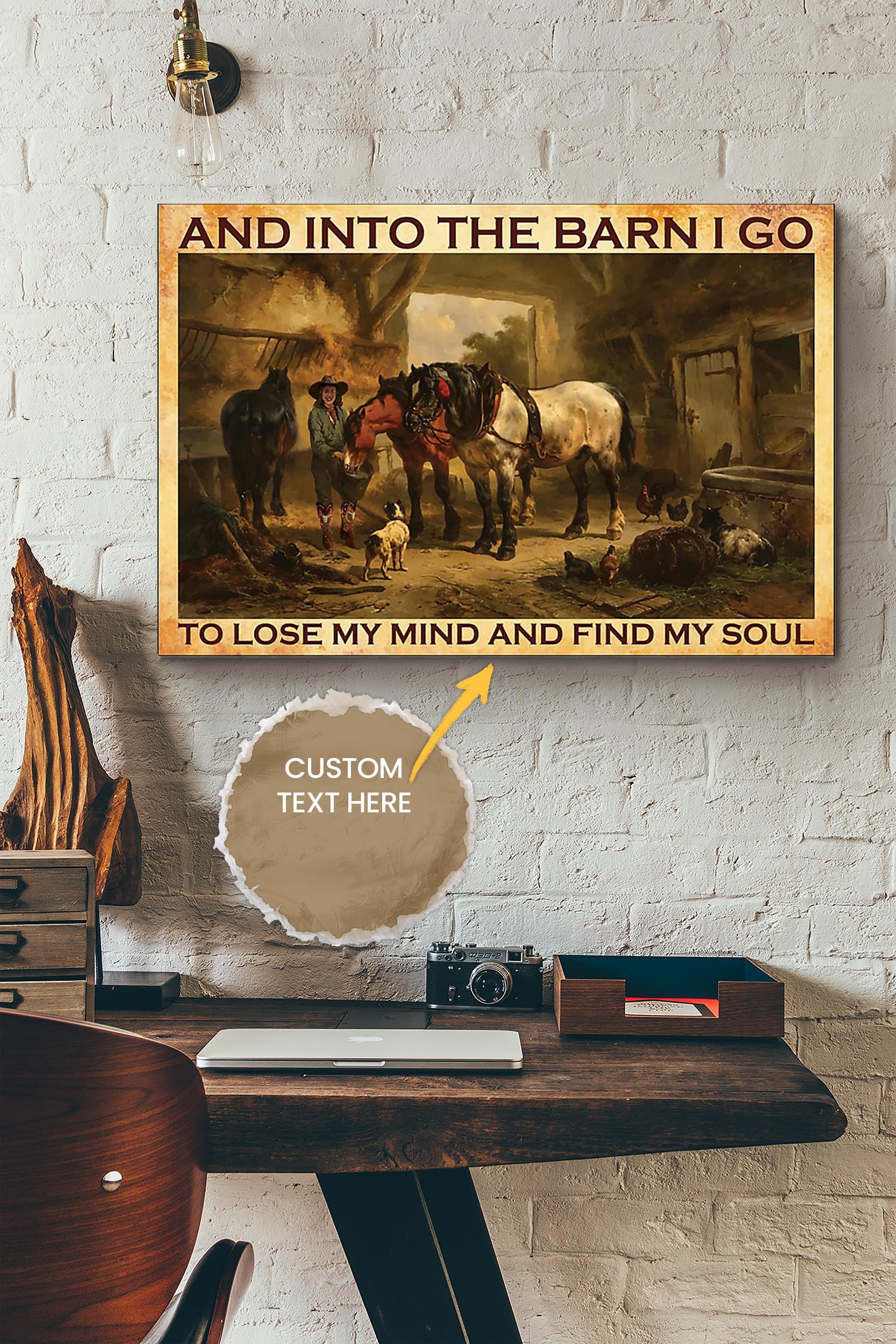 And Into The Barn Poster – Animal Wall Art – Gift For Horse Lover Horse Rider Cowboy Wrapped Canvas