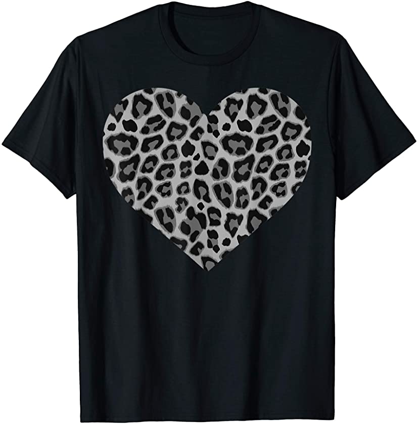 Cool Leopard Print Heart Gift | Cute Panther Women Girls T-Shirt