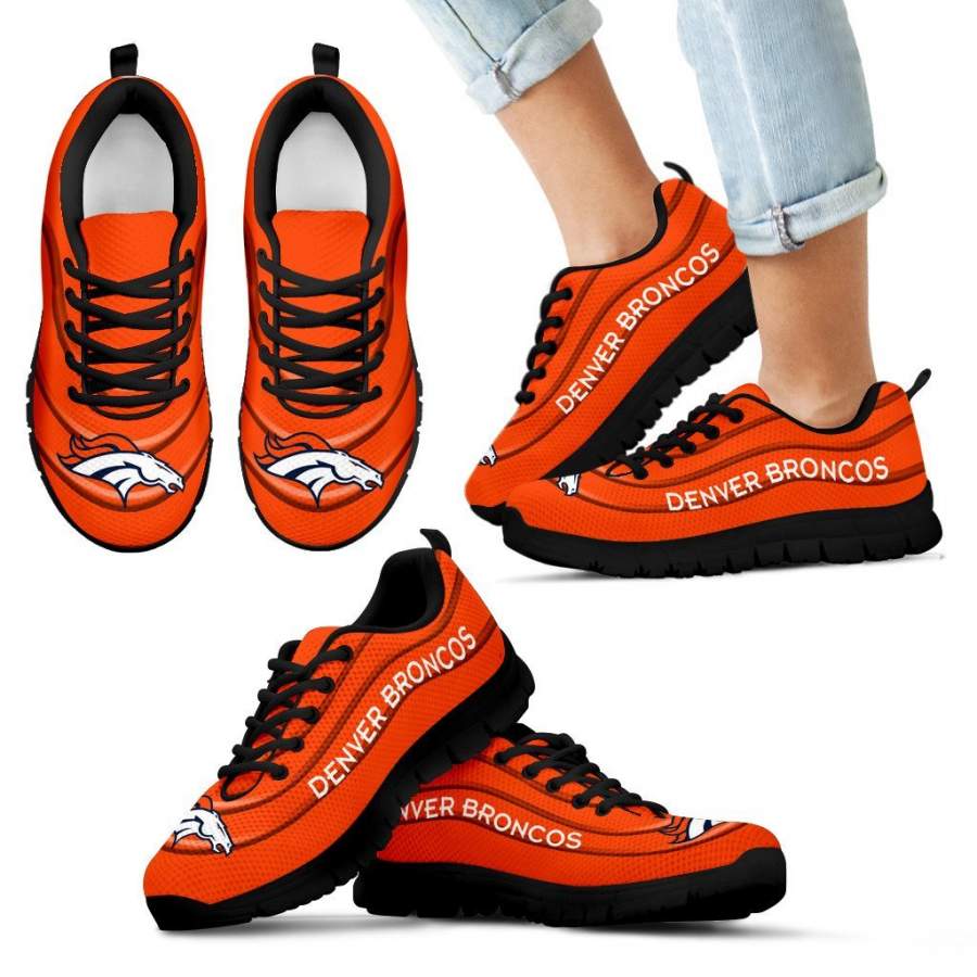 Wave Red Floating Pattern Denver Broncos Sneakers