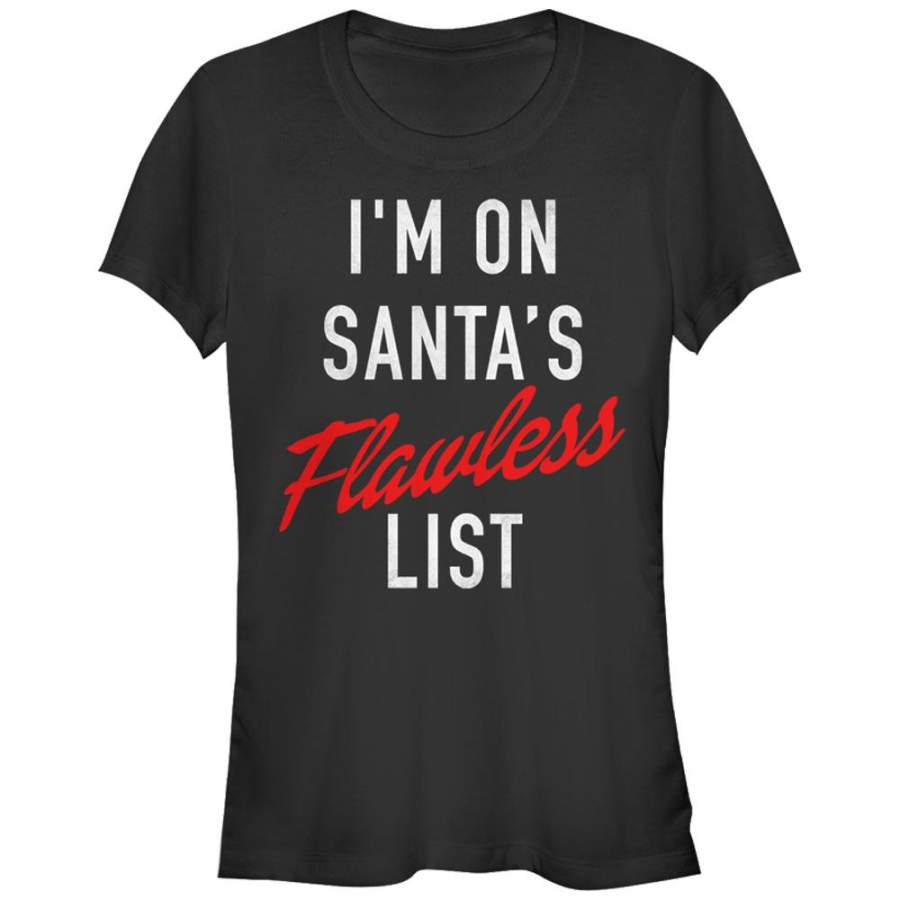 Lost Gods Junior’s Christmas Santa’s Flawless List  T Shirt Black S