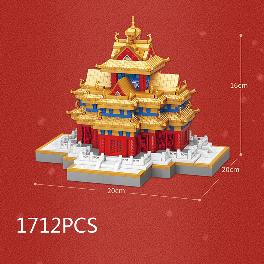 China Beijing Imperial Palace Watchtower World Famous Historical Architecture Micro Diamond Block Corner Tower Nanobrick Toy alx