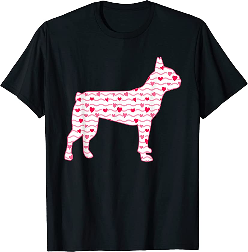 Valentines Day Boston Terrier Dog Hearts Dog Puppy Lover T-Shirt