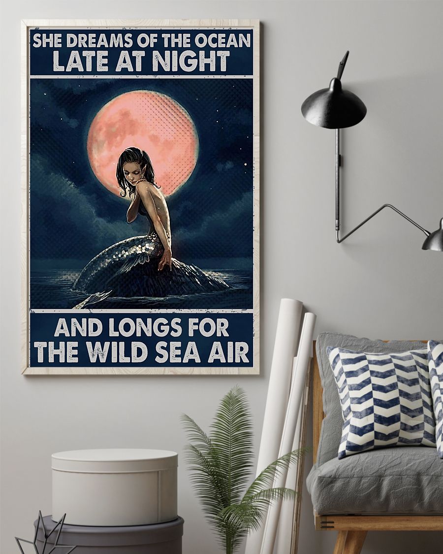 Mermaid Ocean At Night Vertical Canvas And Poster | Wall Decor Visual Art