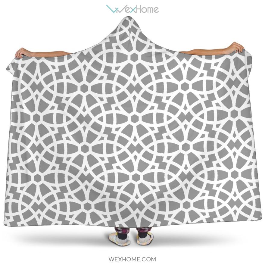 Arabic Gary Pattern Hooded Blanket