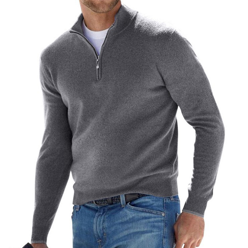 Casual V-neck Male Blouse Winter Long Sleeve Sweatshirts Men’s Hoodies Solid Color Zipper Pullover Slim Blouse For Men Warm Tops alx